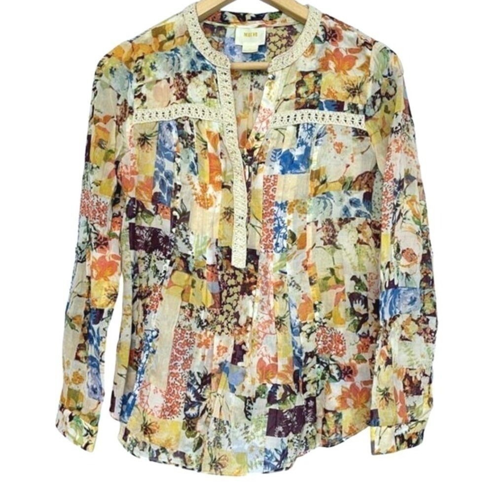 Maeve Anthropologie Fairy Blouse Top Womens 0 Floral Pintuck Abella Cottagecore